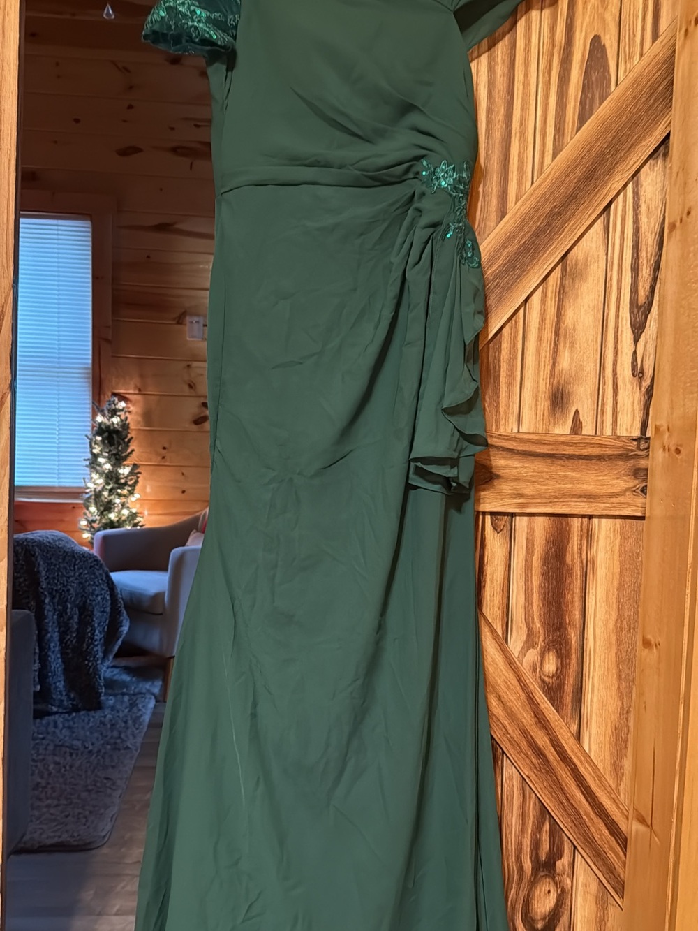 Gallery Emerald Green Maxi Dress with Side Gather